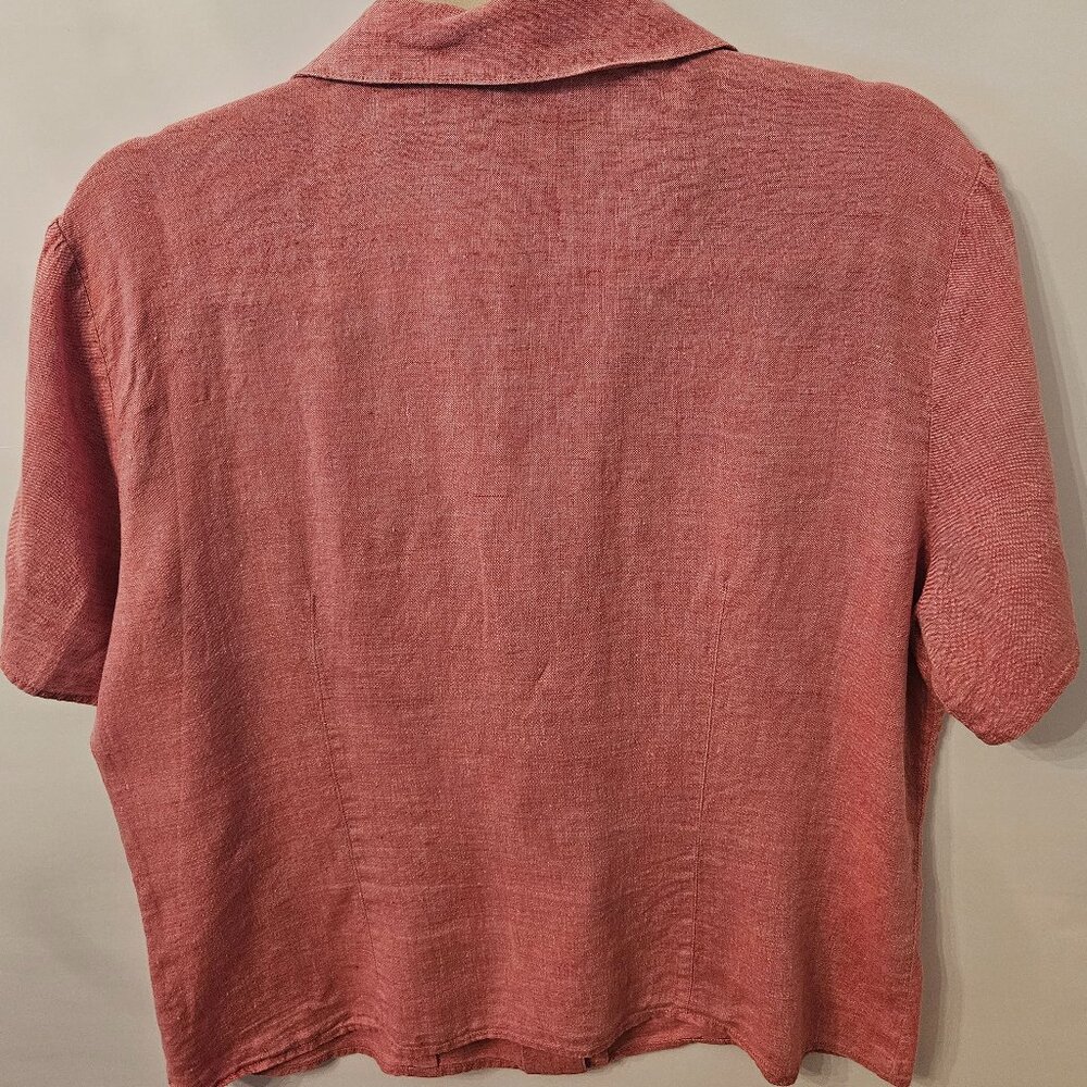 J. Jill Soft Red  100% Linen Button Down Blouse Sz Large - Picture 3 of 12
